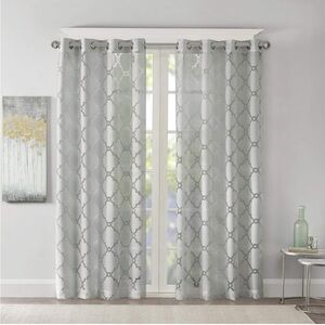Madison Park | Eden gray sheer curtains, 2 panels NEW